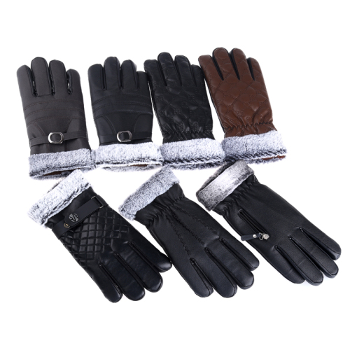 Men‘s Gloves with Velvet Outdoor Five-Finger Gloves Warm Gloves