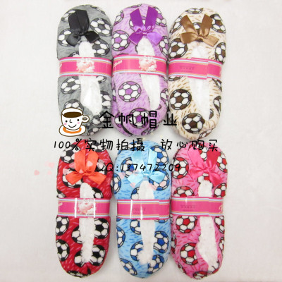Foreign trade cartoon football pattern floor socks women's indoor shoes home shoes.