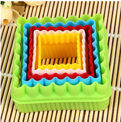 special offer baking tools eco-friendly plastic 5pcs set square fondant cake biscuit mold