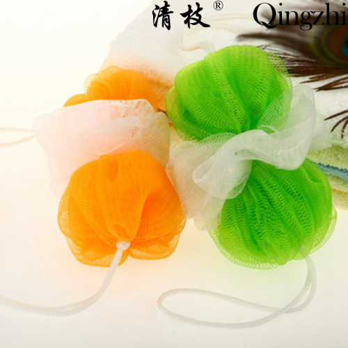 [Qing Zhi] Mesh Sponge Two Balls and One Flower Loofah New Back Rub Back Rubbings Strip Multi-Color Mixed Batch