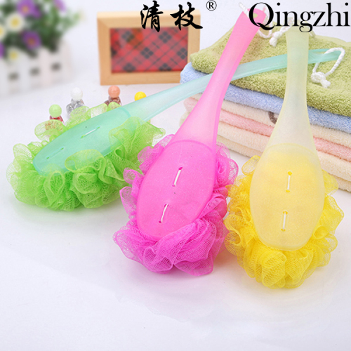 [Qing Zhi] Bath Brush Large Size Plastic Long Handle Bath Brush Color Wash Cloth Mesh Sponge Wash Cloth Mixed Batch
