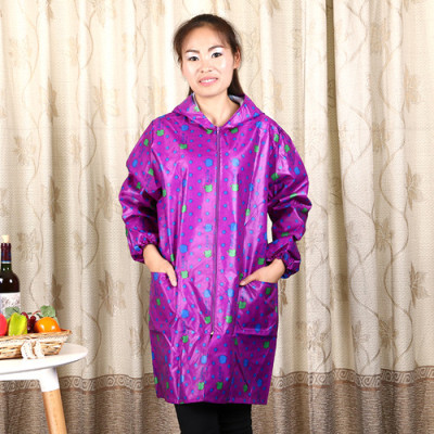 The Korean version of the apple stamp Hooded zip overclothes waterproof and oil Kitchen Apron and work clothes