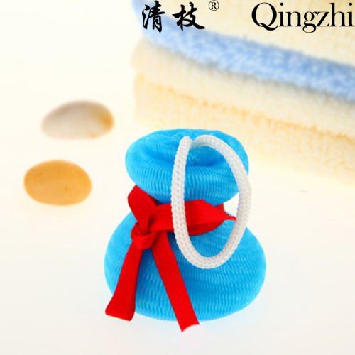 [Qing Zhi] Mesh Sponge Small Loofah Pear-Shaped Facial Cleanser with Bowknot Ribbon Mesh Sponge