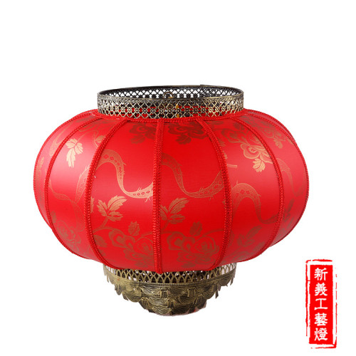 Antique round Sheepskin Lantern Large Leaf Indoor Outdoor Waterproof and Sun Protection Festival Decoration Red Lantern Ge Yue Red
