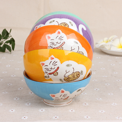 Lucky cat five sets of cartoon high-tech gifts manufacturers direct bowl set tableware