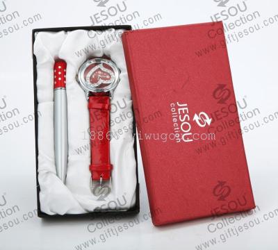 Lady gift box Bracelet watches pen Keychain Brooch Watch Gift Set