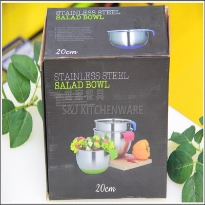 South Korea's top grade thick stainless steel bottom non slip to beat the egg bowl to stir the bowl to wash the dishes