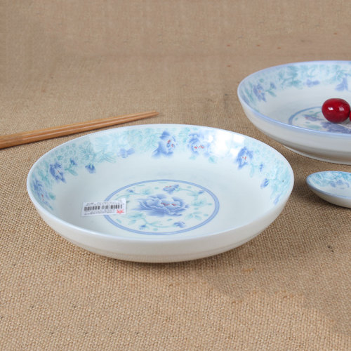 Red Azalea （8006） Jingyu Pigeon Porcelain Underglaze Color 6/7/8-Inch Fruit Plate Meal Tray Shallow Plate