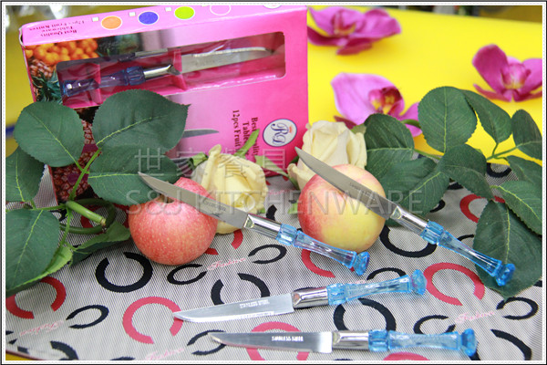 The new boxed 12PCS Plastic Transparent diamond fruit knife ...
