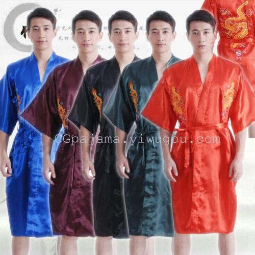 Chinese Essence Embroidery Men‘s and Women‘s Tang Suit Casual Loose Large Size Gift Mighty Silk Dragon Robe