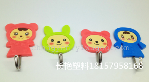 changyan stickers plastic cartoon hooks 3 sticky hooks braid girl 4 types load-bearing 2kg