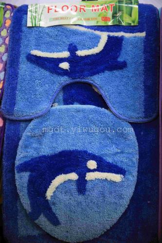 Shida Flocking Wool Absorbent Non-Slip Three-Dimensional Pattern Carpet Doormat Three-Piece Set