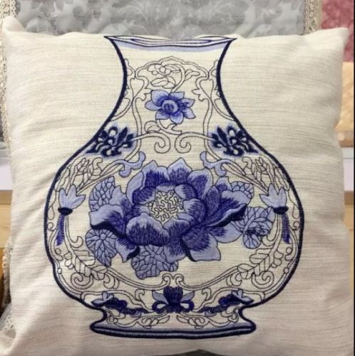 chinese style embroidered blue and white porcelain pillow cover car sofa cushion cover