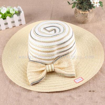 Female Korean style hat Bow flat beach sunscreen cap 