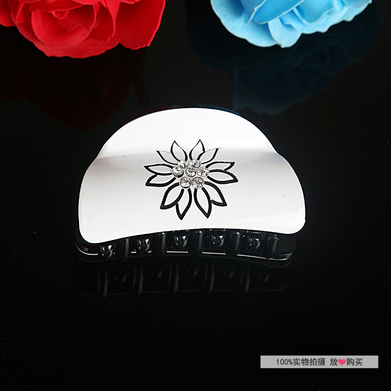 Black and white 2 color Hairpin grip acrylic hair Ponytail H...