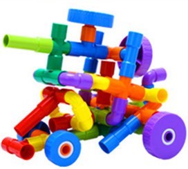 kindergarten desktop educational assembling puzzle toys water supply pipeline production of plastic building blocks with wheels