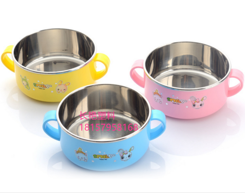 children‘s stainless steel bowl anti-scald insulation baby bowl cartoon bowl children‘s tableware 8811