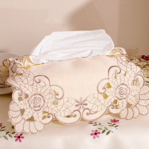 Napkin Box Paper Extraction Box Tissue Box Napkin Cover European-Style Pastoral Embroidered Home Fabric Car Home