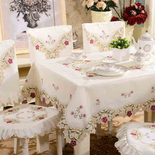 European-Style Pastoral Luxury Embroidered Tablecloth Fabric Table Cloth Coffee Table Cloth Tablecloth Chair Cover Chair Cushion