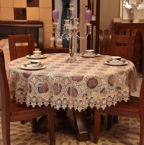 round tablecloth hollow pastoral cover cloth water soluble edge glass yarn european tablecloth table cloth table cloth tea table cloth