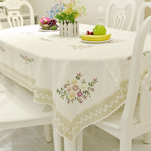 European-Style Ribbon Embroidered Handmade Tablecloth Tablecloth round Tablecloth Cover Cloth