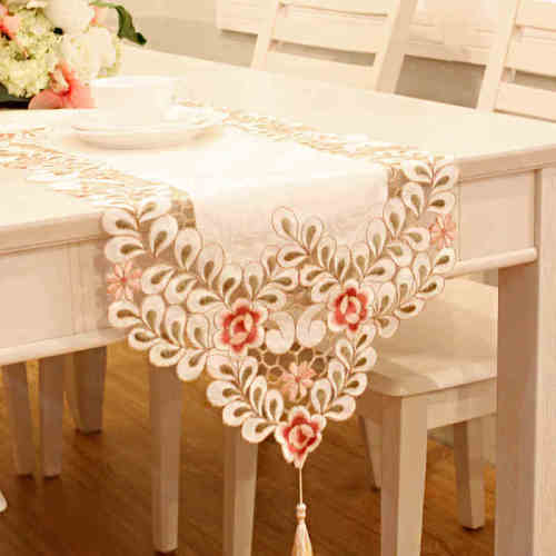high-end table runner tablecloth coffee table cloth bed flag cabinet flag table mat long table cloth european fabric pastoral embroidery