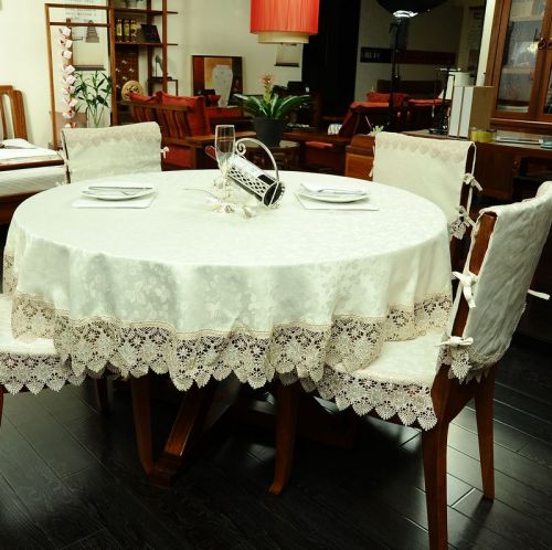 Luxury Hollow Water Soluble Edge Dark Pattern New Tablecloth and Coffee Table Cloth round Tablecloth Fabric Craft Cover Cloth