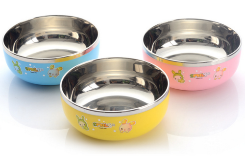 Children‘s Plastic Stainless Steel Double-Layer Bowl Anti-Scald Insulation Baby Bowl Cartoon Bowl Children‘s Tableware 8806