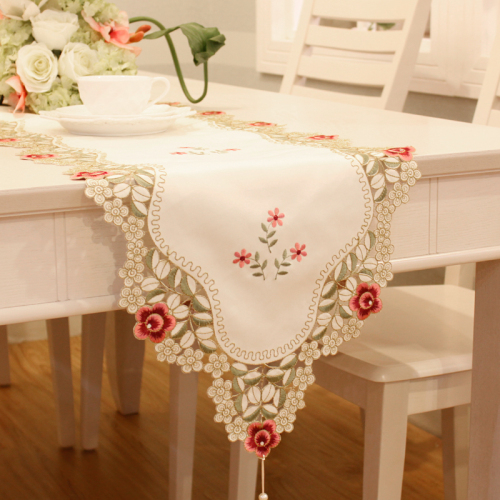 Bed Runner Cabinet Runner Table Mat Long Table Cloth European Fabric Pastoral Embroidered High-End Table Runner Tablecloth and Coffee Table Cloth