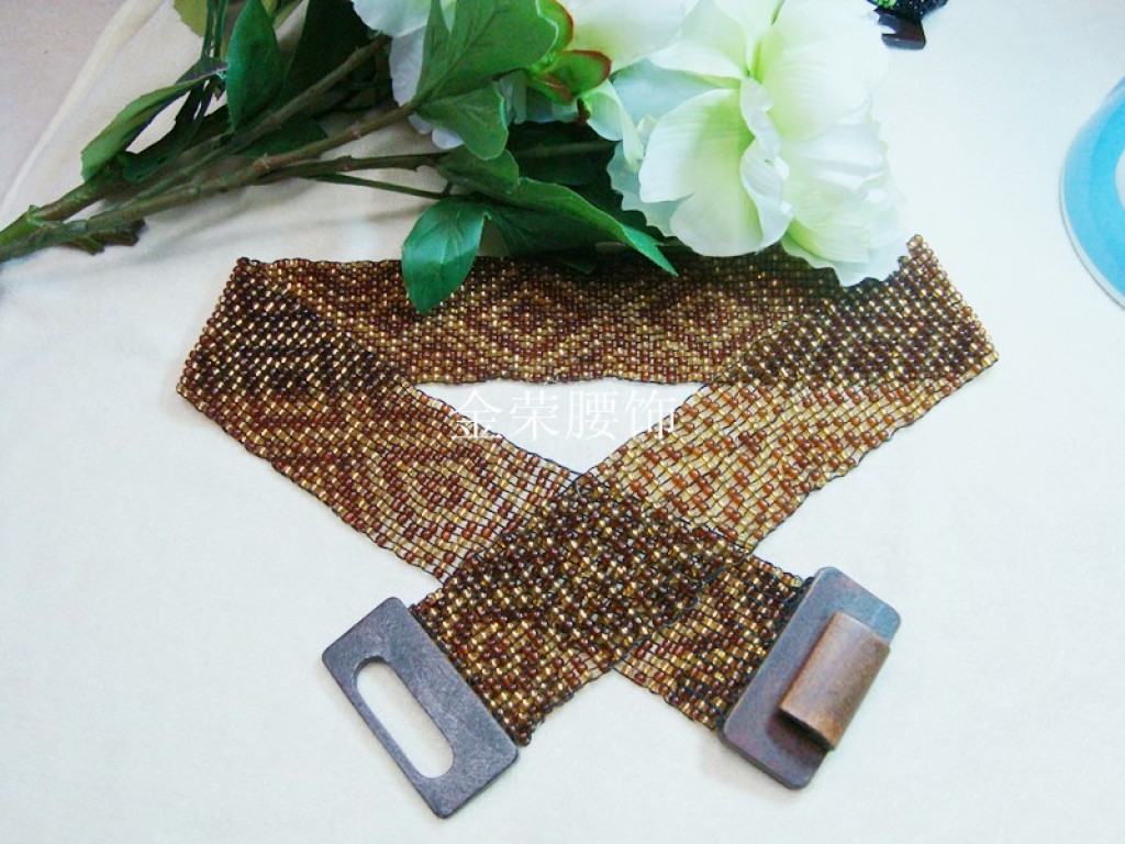 米珠腰带手工串珠腰带编织腰带米珠松紧腰带