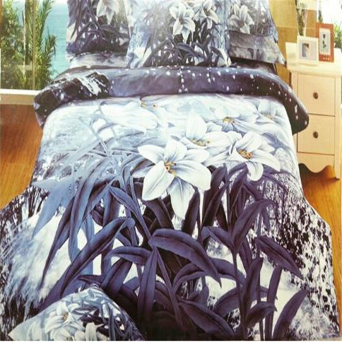 cotton active printed four-piece bedding set 3d four-piece set of passion lily