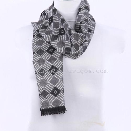 kangkang scarf new men‘s korean-style plaid striped scarf for young people double-sided scarf warm