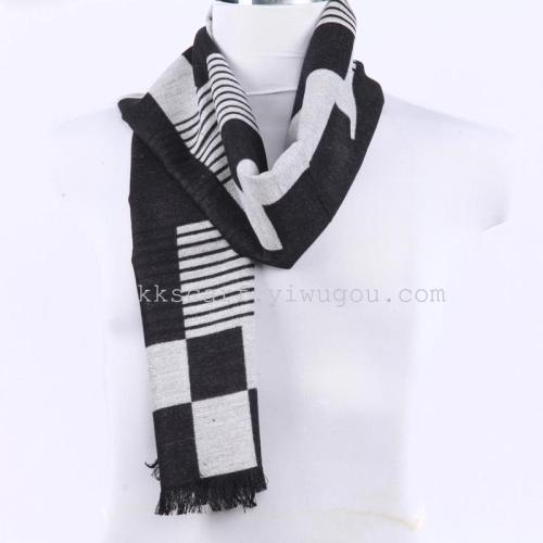 version men‘s scarf autumn and winter thickened thermal knitting wool color matching high-end new warm