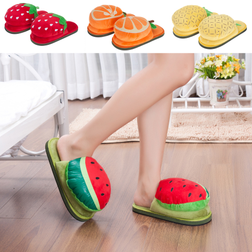 cartoon home fruit half slippers cute warm non-slip slippers anti-freezing home shoes