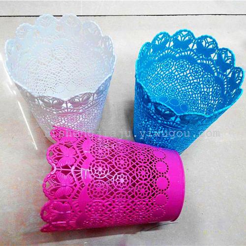 lace hollow out wastebasket trash can desktop mini storage container rs-4487