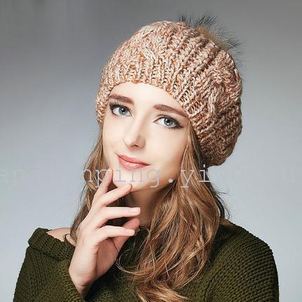 foreign trade custom knitted wool ball computer jacquard color beret wholesale
