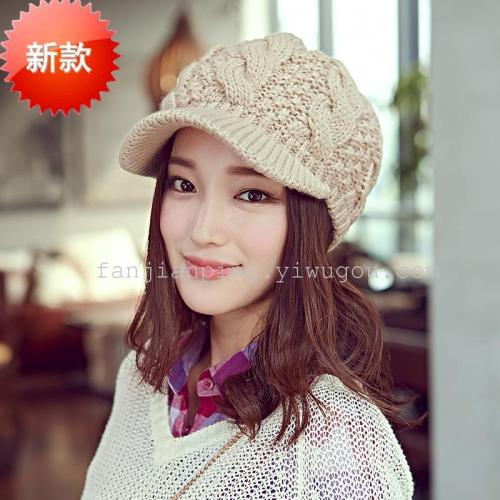foreign trade customized winter peaked cap knitted jacquard 8-word baseball cap