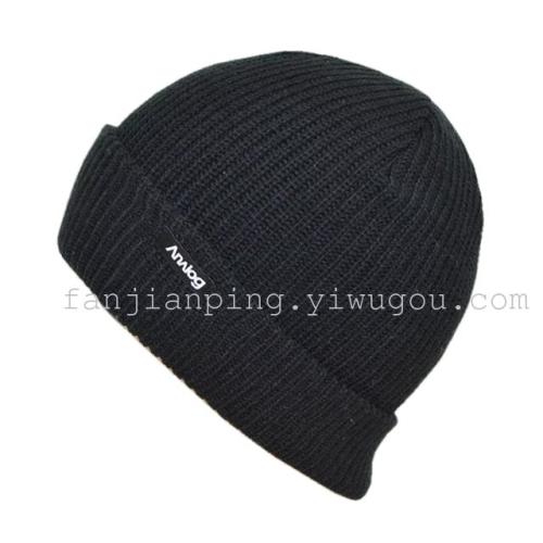 foreign trade customized winter embroidered knitted men‘s elastic casual hat wholesale