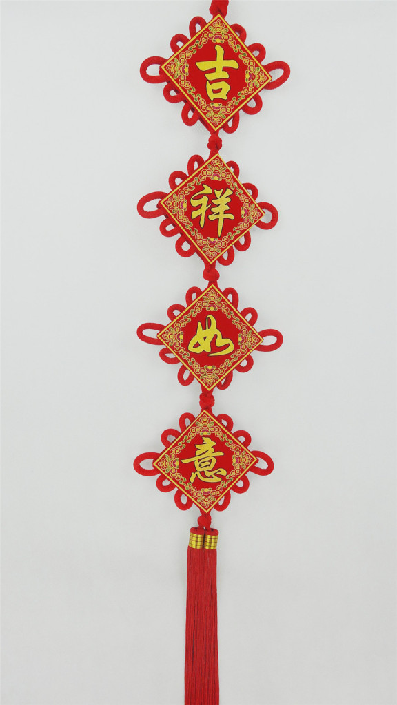2新款印花五福串对联挂饰中国结挂件春节节日喜庆挂饰新年礼品