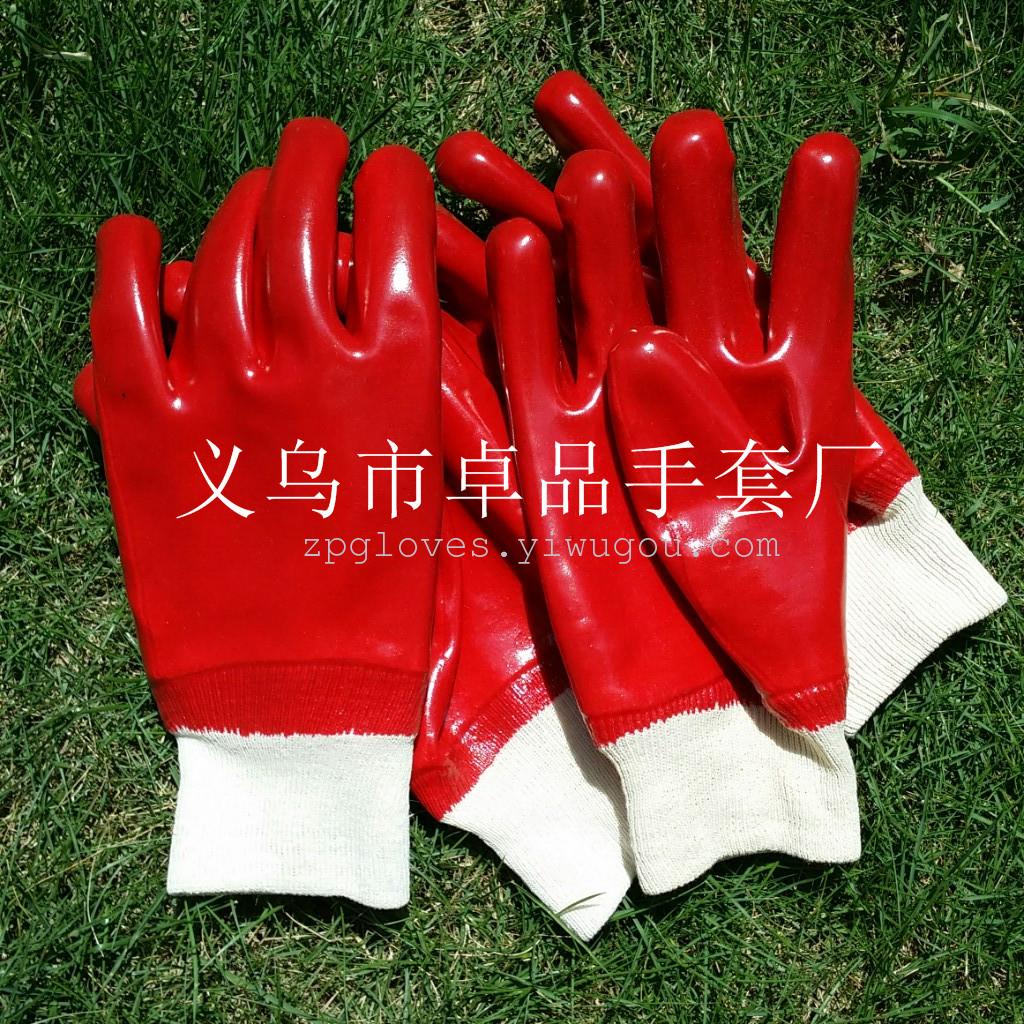 Red cuff PVC dipping oil resistant gloves acid gloves wholesale