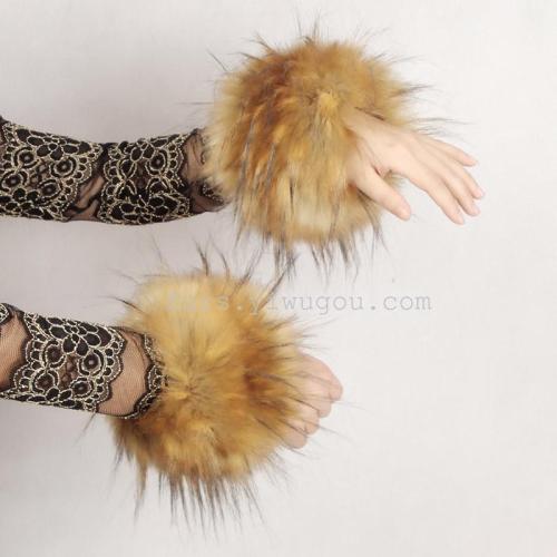natural color simulation raccoon fur wrist fur cuff factory direct sales