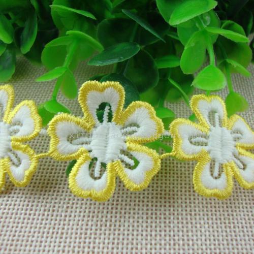 Lace Water-Soluble Embroidery Polyester Milk Silk Lace Two-Tone 3.5cm