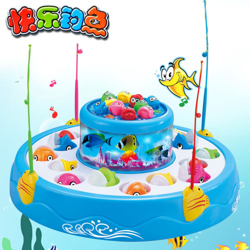 children‘s large electric double layer with light music fishing plate play house fishing toys