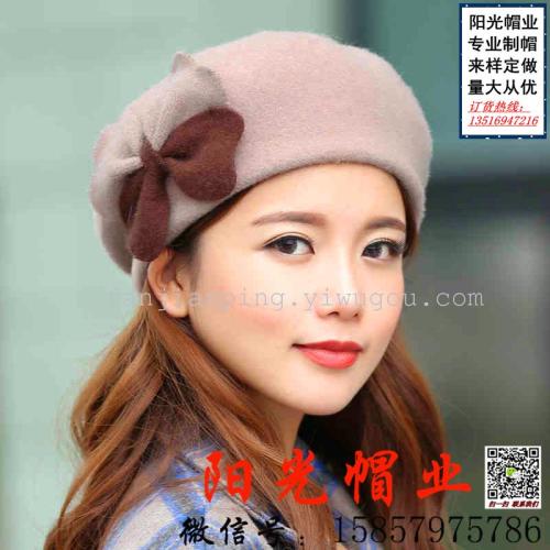 Korean Fashion Winter British Wool Beret Autumn and Winter Woolen Painter Hat Stewardess Cap