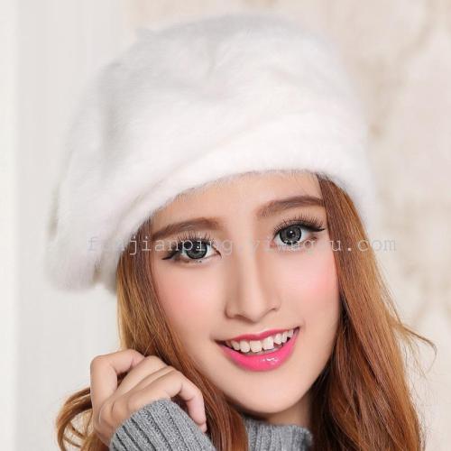 Customization as Request Korean Style Women‘s Rabbit Fur Beret Autumn and Winter Women‘s Pumpkin Hat Wholesale