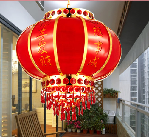 festive red 360 rotatable crystal lantern high-end new chinese modern creative balcony chandelier