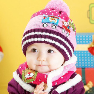 children‘s woolen hat christmas hat baby hat scarf two-piece suit cap