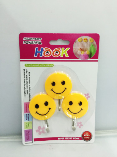 wholesale plastic hook creative smiling face hook wall hanger 336-8001
