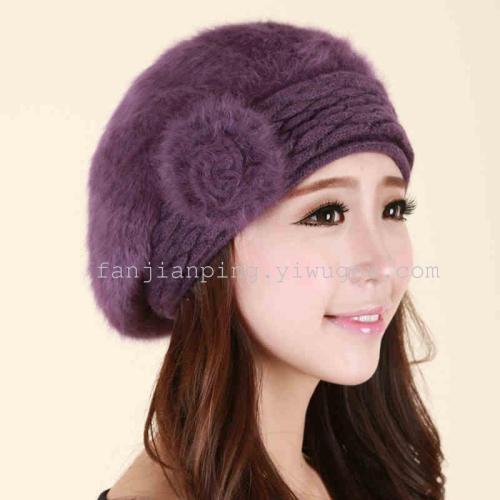 Sample Custom Korean Style Women‘s Rabbit Fur Beret Hat Autumn and Winter Women‘s Pumpkin Hat Wholesale