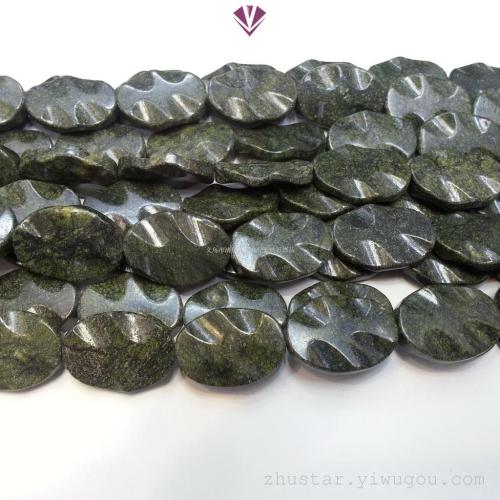 Natural Stone， Green Variable Stone Wavy 25 X35mmdiy Ornament Accessories